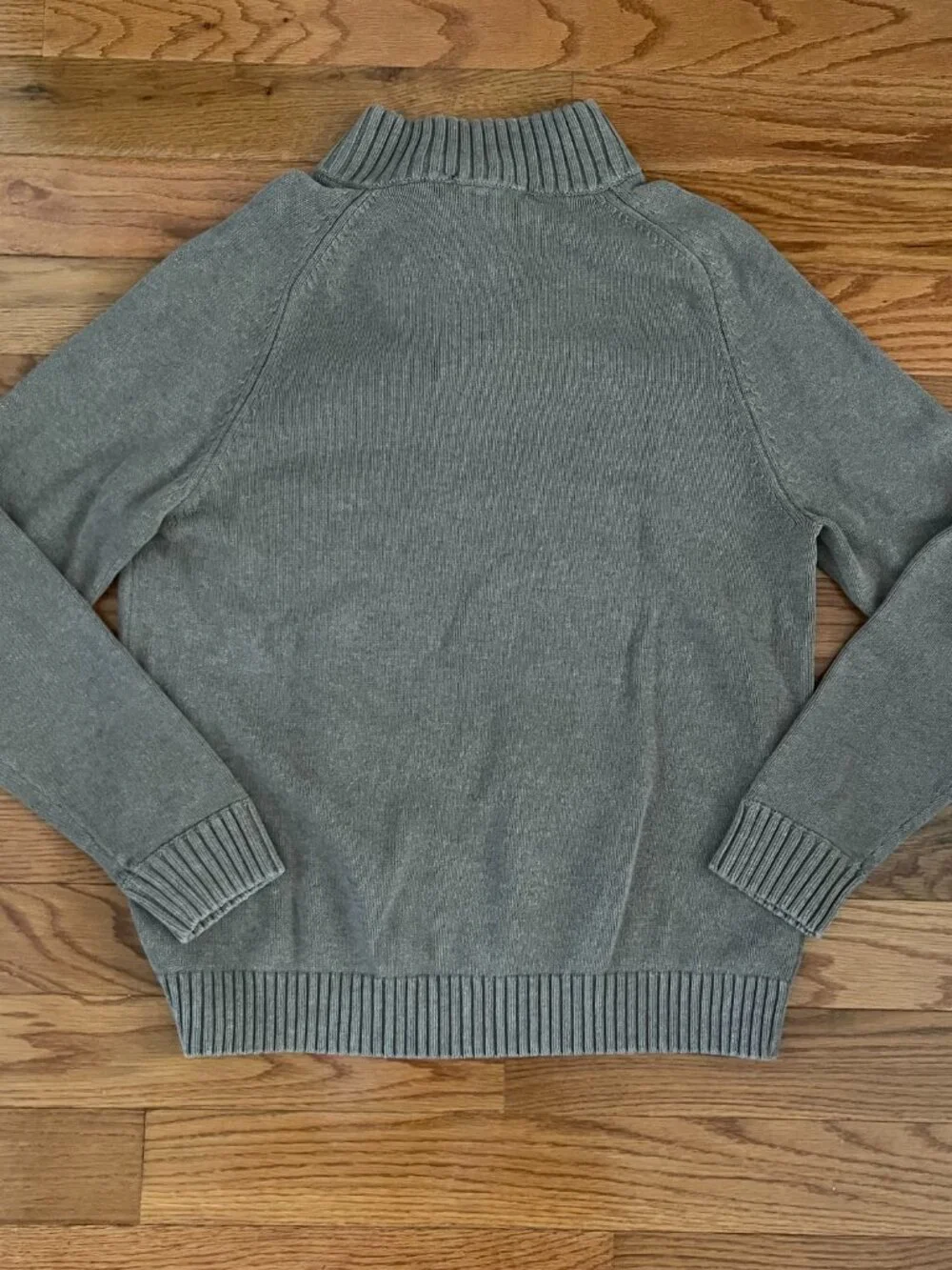 J. Crew Factory Cotton Henley Pullover Sweater Mens Large Gray Mock Neck 21719